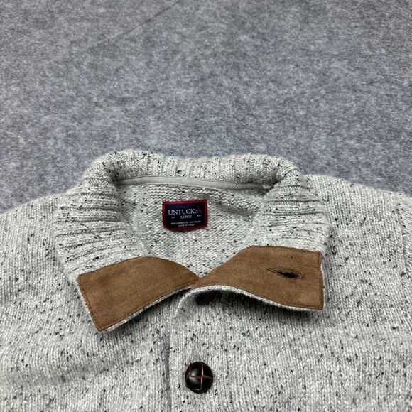 UNTUCKit Sweater Mens Large Grey 3 Button Lambswool Blend Cabincore Gorp Comfort - Picture 5 of 11